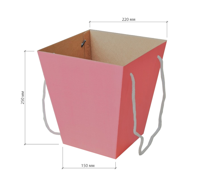 картинка Коробка для цветов 150*220*250 крафт-розовый 10 шт./уп. от ООО Яркий Мир