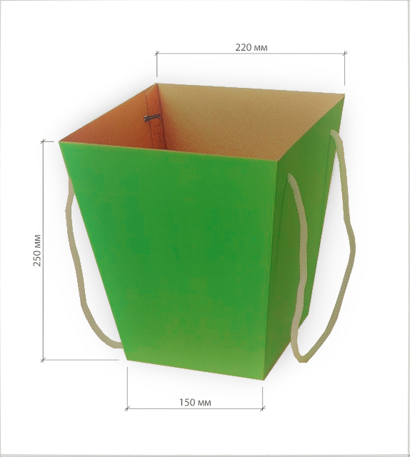 картинка Коробка для цветов 150*220*250 крафт-зеленый 10 шт./уп. от ООО Яркий Мир